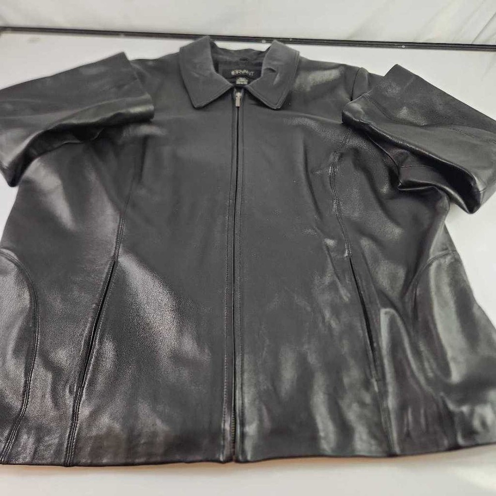 Lane Bryant Womens Leather Jacket Black Full Zip Lined Collar Plus 22/24